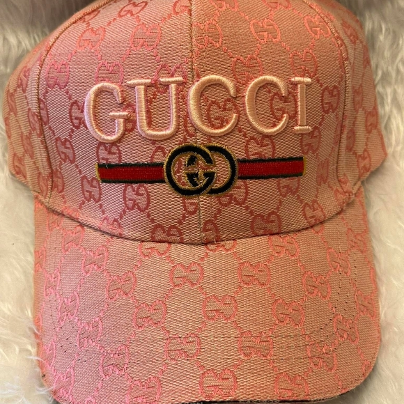 Gucci Pink Monogram Logo Baseball Cap